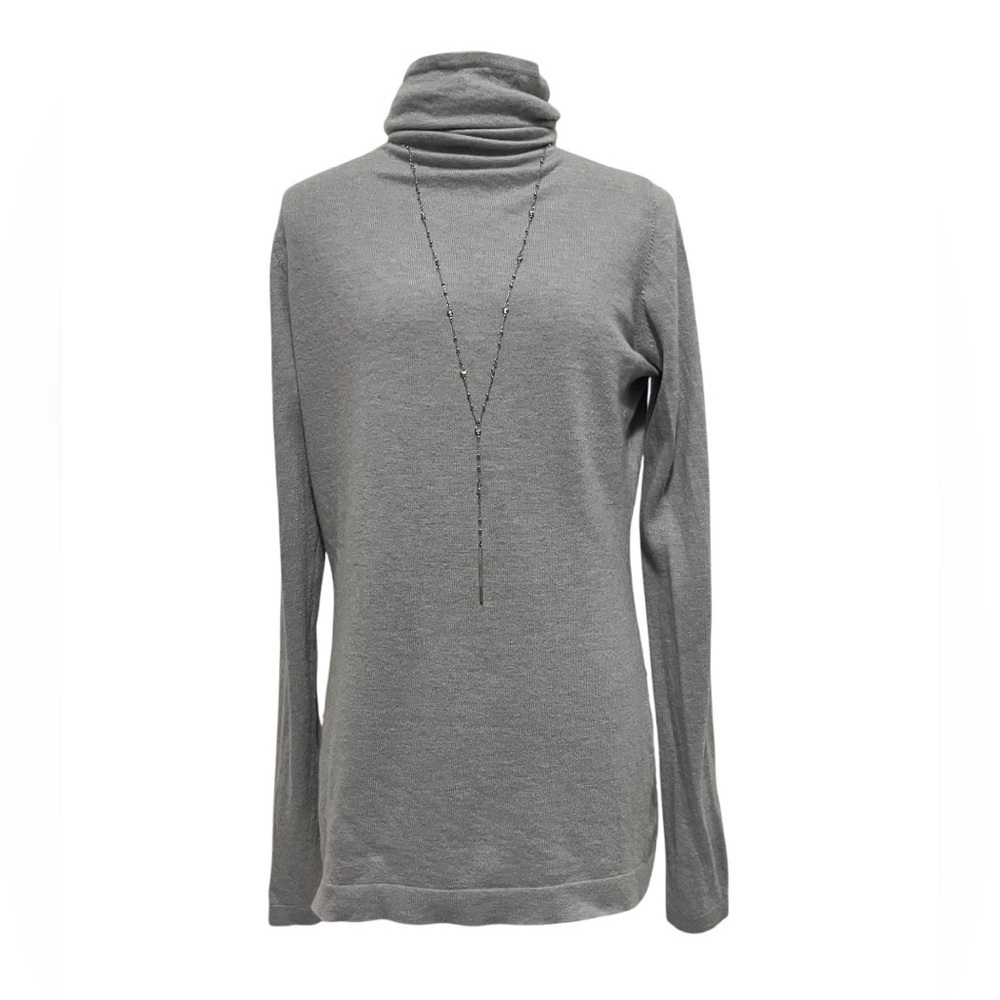 Kinross 100% Cashmere Gray Long Sleeve Slouch Turtle Neck Sweater Size M - Picture 2 of 9